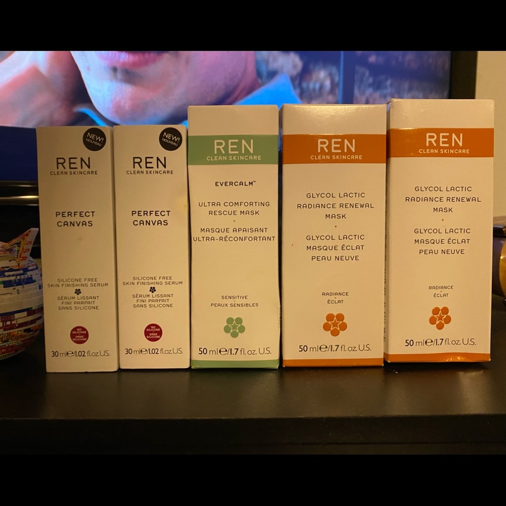 Ren Skincare Glycolic Face Mask (2), Rescue Face Mask, Perfect Canvas Serum (2)